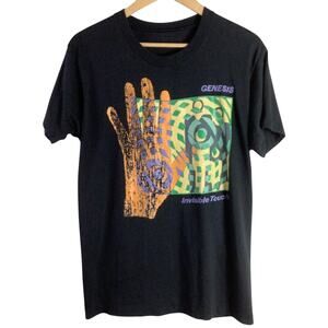 Vintage 1986 SINGLE STITCH Genesis Invisible Touch Tour T Shirt Black Medium